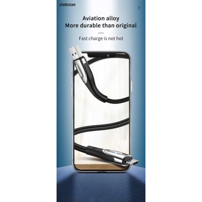 7. Kabel Joyroom Sharp Series S-M411 USB-A / micro USB 3A 2m ze wskaźnikiem ładowania - czarny