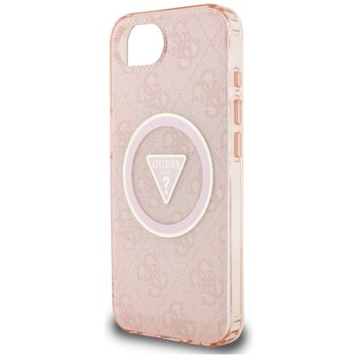 6. Etui Guess IML Metal Glitter 4G Circle Triangle MagSafe na iPhone 16e - różowe