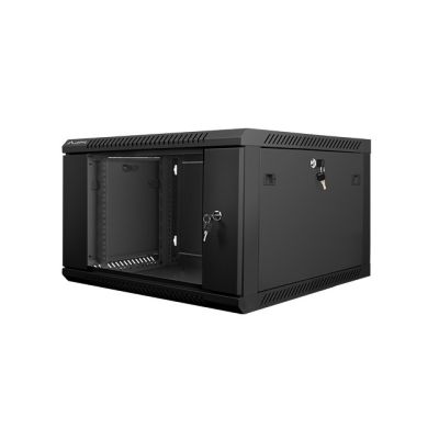5. Szafa jednosekcyjna Lanberg WF01-6606-10B (6U; 368mm / 600mm / 600 mm; wisząca; Szklane; 19''; kolor czarny)