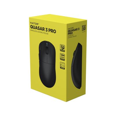7. HATOR Quasar 3 Pro Wireless myszka Gaming Po prawej stronie RF Wireless + Bluetooth + USB Type-C Optyczny 30000 DPI