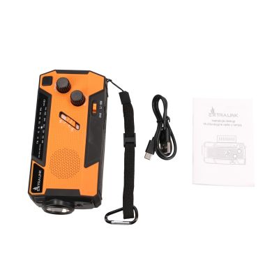 15. Extralink RADIO AWARYJNE SOLARNE Z KORBKA DYNAMO POWERBANK 4000MAH Z LATARKA SOS SR-4000 Przenośny Analogowy Czarny, Pomarańczowy