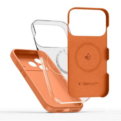5. Etui Tech-Protect Silicone MagSafe na iPhone 17 Pro - pomarańczowe