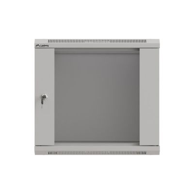 3. Szafa instalacyjna rack wisząca 19" 9U 540x350 szara drzwi przeszklone LANBERG (FLAT PACK)