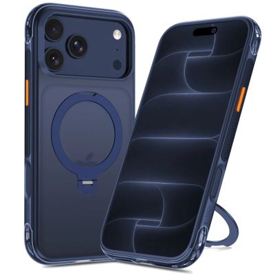 2. Etui Tech-Protect MagAir Stand MagSafe CC na iPhone 18 Pro / 17 Pro - granatowy matowy