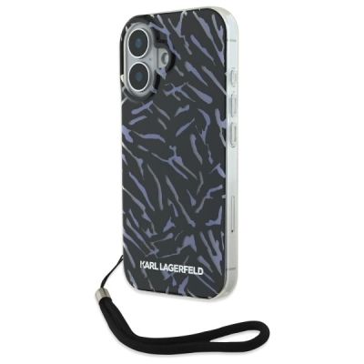 Etui Karl Lagerfeld Zebra With Cord na iPhone 16 Plus - fioletowe