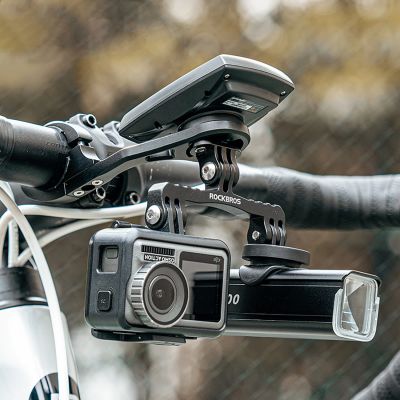 10. Uchwyt rowerowy 2w1 Rockbros FK-301 na kierownicę do licznika/nawigacji i kamerki/oświetlenia - czarny