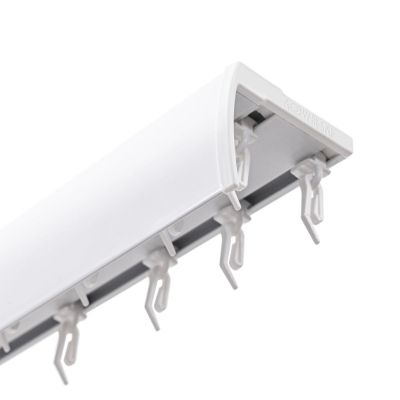 SZYNA SUFITOWA Z OSŁONĄ ŚLIZGI Z AGRAFKAMI 200 CM ALUMINIOWA BIAŁA PODWÓJNA KOWALSKI