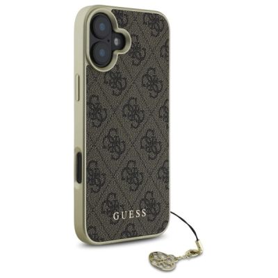 4. Etui Guess 4G Charms Collection na iPhone 16 Plus - brązowe