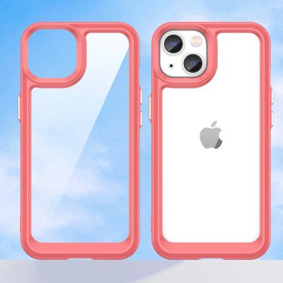 8. Outer Space Case etui iPhone 14 sztywny pokrowiec z żelową ramką czerwony