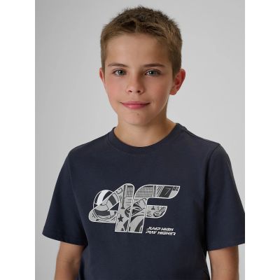 3. T-shirt regular z nadrukiem chłopięcy 4F 4FJRAW26TTSHM4349-22S