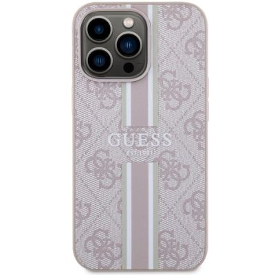 3. Etui Guess 4G Printed Stripes MagSafe na iPhone 13 Pro Max - różowe