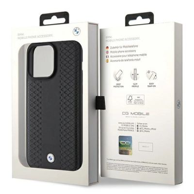 8. Etui BMW Leather Diamond Pattern na iPhone 15 Pro Max - czarne
