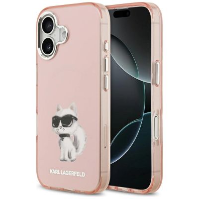 Etui Karl Lagerfeld IML Aquarelle Choupette & Logo MagSafe na iPhone 17 - różowe