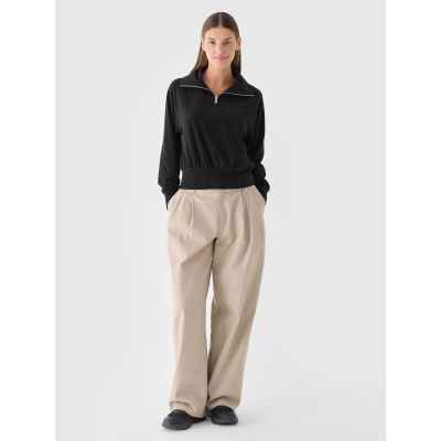 3. Bluza dresowa z weluru nierozpinana bez kaptura damska 4F 4FRAW24TSWSF2054-20S