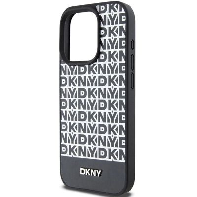 6. Etui DKNY Leather Printed Pattern Metal Logo MagSafe na iPhone 15 Pro Max - czarne