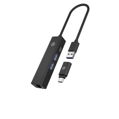 7. ICY BOX IB-HUB1439-LAN Przewodowa USB 3.2 Gen 1 (3.1 Gen 1) Type-A Czarny