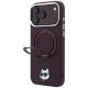 2. Etui Karl Lagerfeld with Ring Stand 360 Choupette Head Pin MagSafe na iPhone 18 Pro / 17 Pro - burgundowe