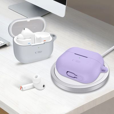 4. Etui Tech-Protect Silicone Hook na Samsung Galaxy Buds 3 / 3 FE / 3 Pro - fioletowe