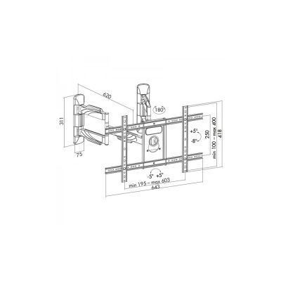 3. Uchwyt do TV LED/LCD 32-70" 45KG AR-85 reg. pion/poziom NAROŻNY 622mm