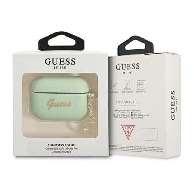 3. Etui Guess Silicone Charm Heart Collection na AirPods Pro - zielone