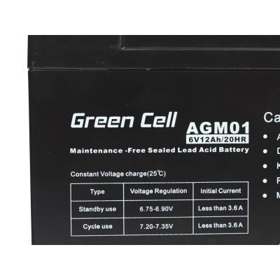 3. GREEN CELL AKUMULATOR ŻELOWY AGM01 6V 12AH
