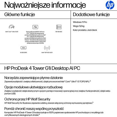 4. HP ProDesk 4 Tower G1i Desktop AI PC Ultra 5 225 16GB DDR5 SSD512 Arc 130T W11Pro 3Y OnSite