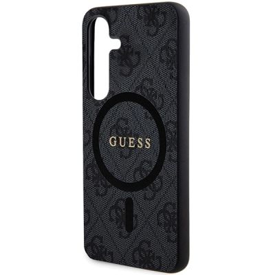 5. Etui Guess 4G Collection Leather Metal Logo MagSafe na Samsung Galaxy S24 - czarne