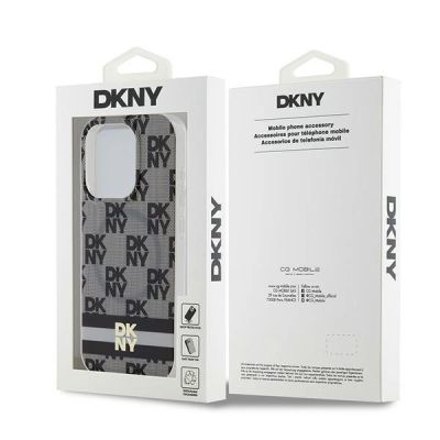 8. Etui DKNY IML Checkered Mono Pattern & Printed Stripes MagSafe na iPhone 15 Pro Max - czarne