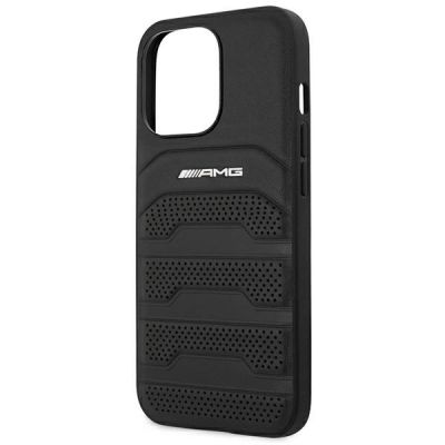 6. Etui AMG Leather Debossed Lines na iPhone 14 Pro Max - czarne