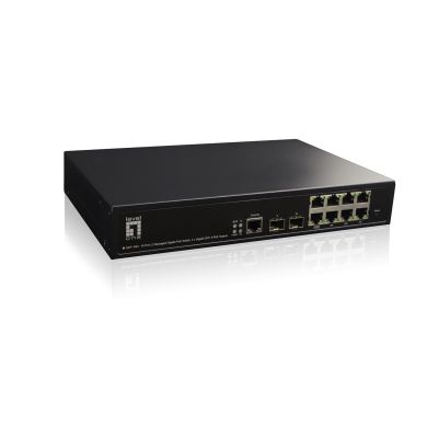 3. Zarządzalny przełącznik PoE+ LevelOne GB/L2 10-portowy 19" 180 W 1 Gb/s