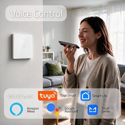 4. QOLTEC WŁĄCZNIK/WYŁĄCZNIK ŚWIATŁA | DOTYKOWY 1-KANAŁOWY | WI-FI | TIMER | TUYA | BIAŁY