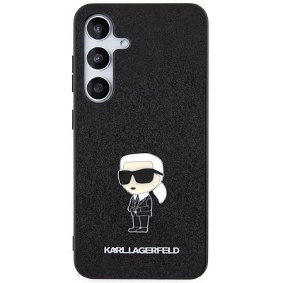 3. Etui Karl Lagerfeld Fixed Glitter Ikonik Logo Metal Pin na Samsung Galaxy S24+ - czarne