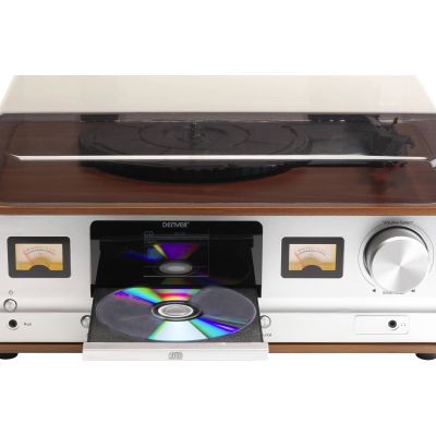 6. Retro wieża stereo Denver MRD-52 z gramofonem light wood
