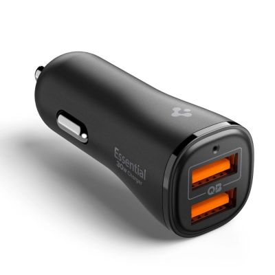 2. Ładowarka samochodowa Spigen Essential EV302 30 W 2-porty USB-A - czarna
