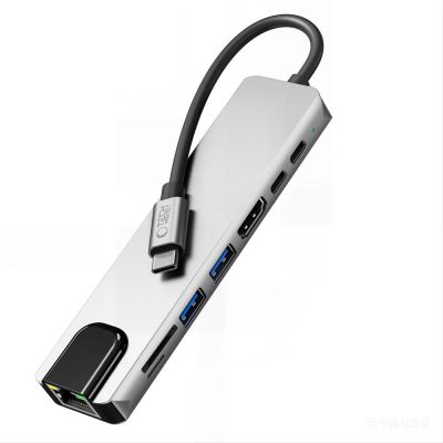 5. Hub USB Tech-Protect HB09 8w1 TYPE-C + USB-A 3.0 + USB-C 3.0 + HDMI 4K 60HZ + SD/TF + PD100W + RJ45 1000 MB/S - szary