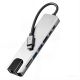5. Hub USB Tech-Protect HB09 8w1 TYPE-C + USB-A 3.0 + USB-C 3.0 + HDMI 4K 60HZ + SD/TF + PD100W + RJ45 1000 MB/S - szary
