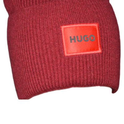 4. Czapka zimowa wełniana Hugo Boss Beanie Czerwona - 50496011-604
