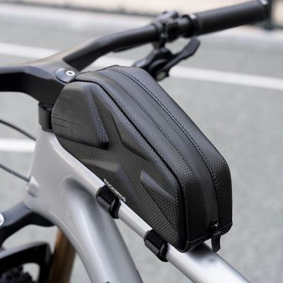 8. Torba rowerowa Rockbros usztywniana, na ramę, na rurę górną 1,4l – czarna