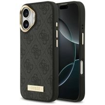 Etui Guess 4G Logo Plate MagSafe na iPhone 17 - czarne