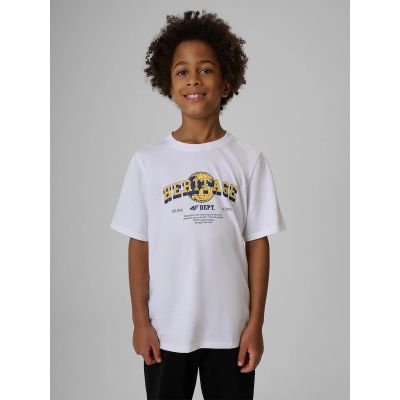 T-shirt regular z nadrukiem chłopięcy 4F 4FJRAW26TTSHM4523-10S