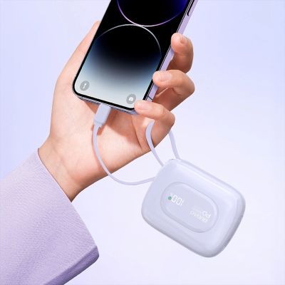 2. Powerbank Dudao K32 22,5W 10000 mAh z wbudowanym kablem USB-C/Lightning - fioletowy