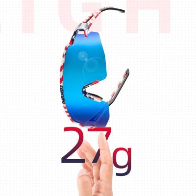 4. Okulary rowerowe Rockbros polaryzacyjne z ochroną UV i wkładką korekcyjną niebieskie szkła - wzór USA - białe