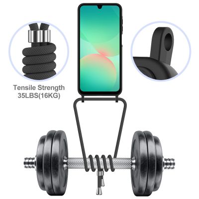 6. Etui na Samsung Galaxy A37 5G z TPU z uchwytem na kartę i smyczą crossbody - czarne