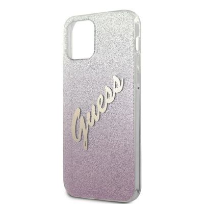6. Etui Guess Glitter Gradient Script na iPhone 12 / iPhone 12 Pro - różowe