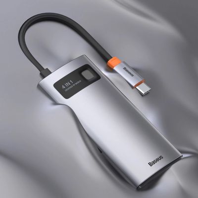19. Baseus Metal Gleam 4w1 wielofunkcyjny HUB USB Typ C - USB Typ C Power Delivery 100 W / HDMI 4K 30 Hz / USB 3.2 Gen 1 / USB 2.0 (CAHUB-CY0G)