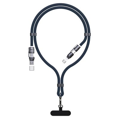 Kabel Dudao L20Max 65W 4w1 ze smyczą USB-C do USB-C z adapterami Lightning i USB-A - niebieski