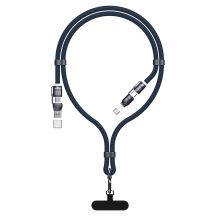 Kabel Dudao L20Max 65W 4w1 ze smyczą USB-C do USB-C z adapterami Lightning i USB-A - niebieski