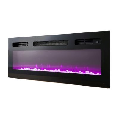 6. Szafka RTV EVA z kominkiem elektrycznym 180x40x52 czarny/czarny połysk