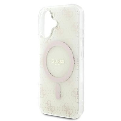 6. Etui Guess IML 4G Background MagSafe na iPhone 16 Plus - białe