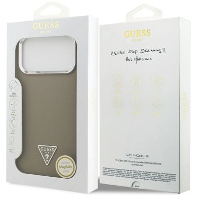8. Etui Guess Grained Triangle Logo MagSafe na iPhone 17 Pro Max - brązowe
